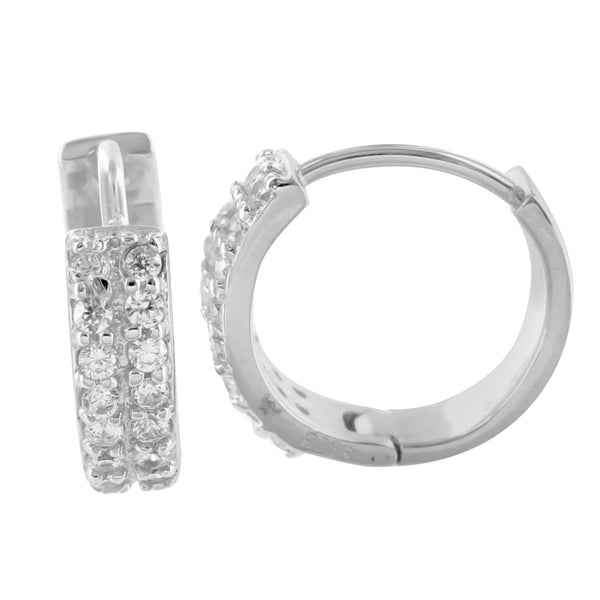 Sterling Silver Women's Lab Diamonds Hoop Earrings