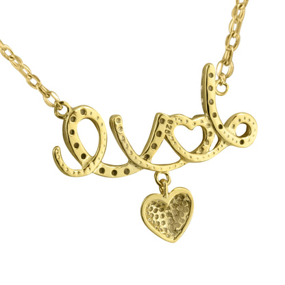 Love Heart Pendant Necklace 14k Gold Finish
