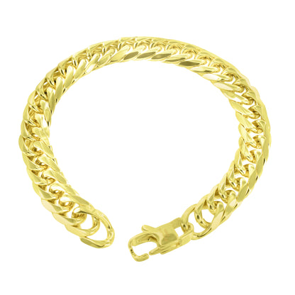 Miami Cuban Chain Bracelet Set 14k Gold Finish Elegant