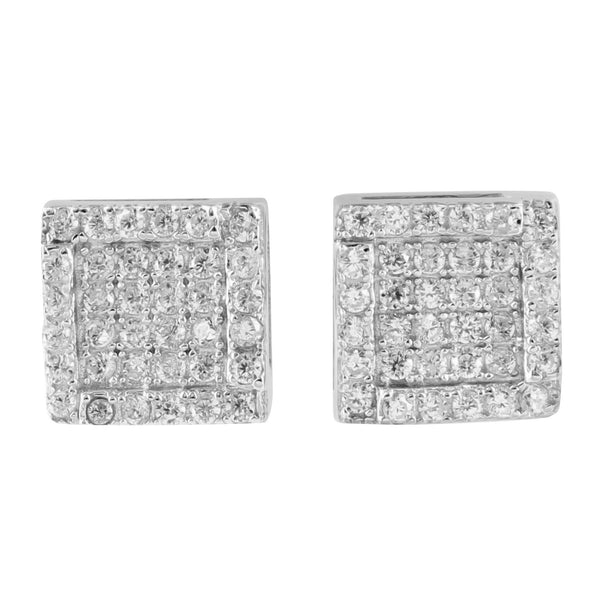 Square Shape Lab Diamond 925 Silver Earrings