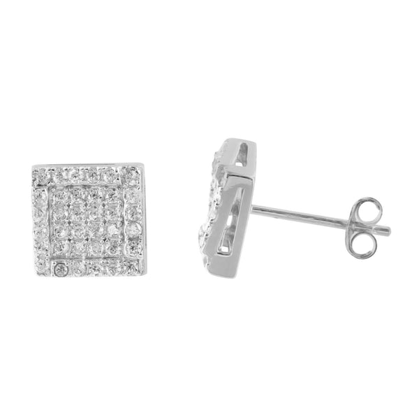Square Shape Lab Diamond 925 Silver Earrings