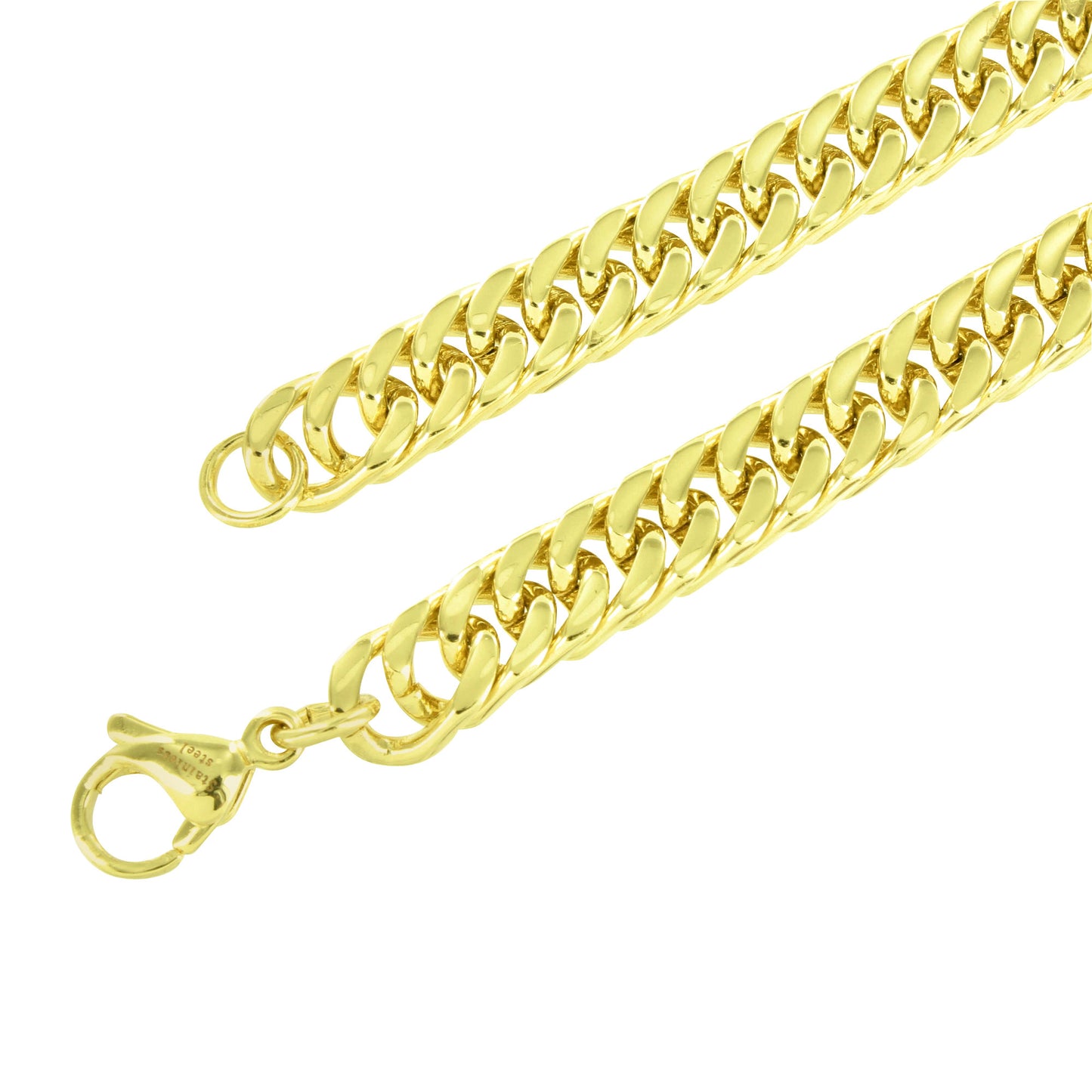 Miami Cuban 14k Gold Finish Chain In Stainless Steel Mens 30 Inch