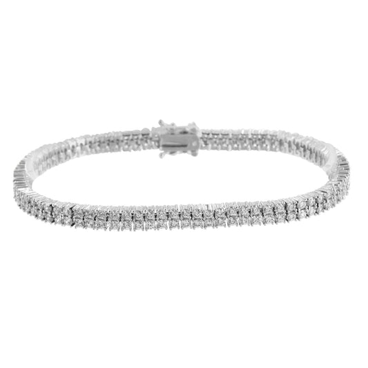 White Gold Tone Ladies Solitaire Tennis Bracelet Round Cut Link  Lab Diamond