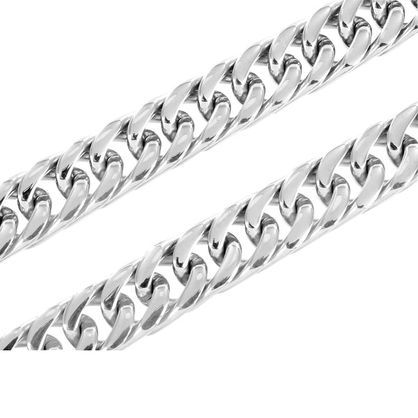 Stainless Steel Miami Cuban Chain White Gold Finish 8 MM