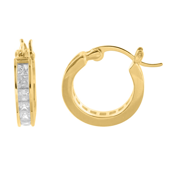 Princess Cut Lab Diamond 925 Silver Hoop Earring