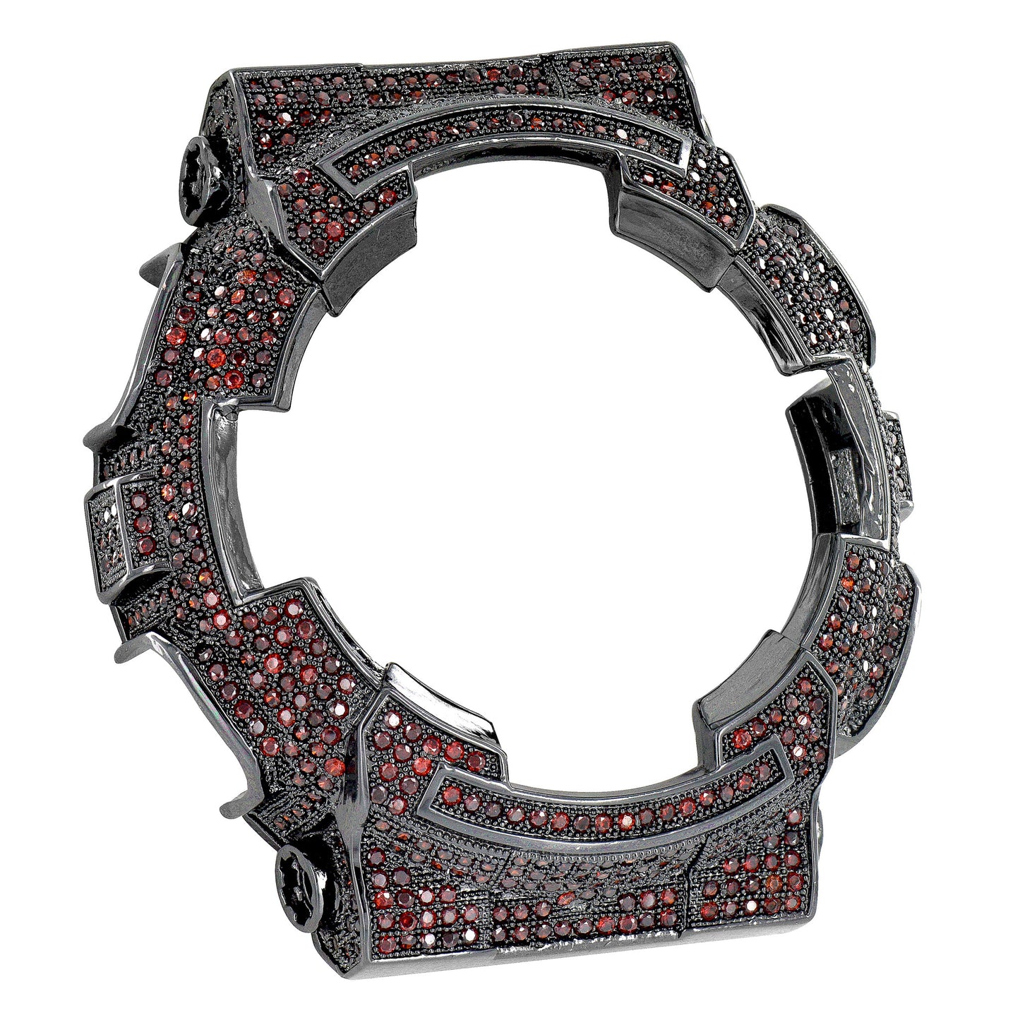 G-Shock Watch Bezel GA110-100 Red Simulated Diamond  Custom Black Finish
