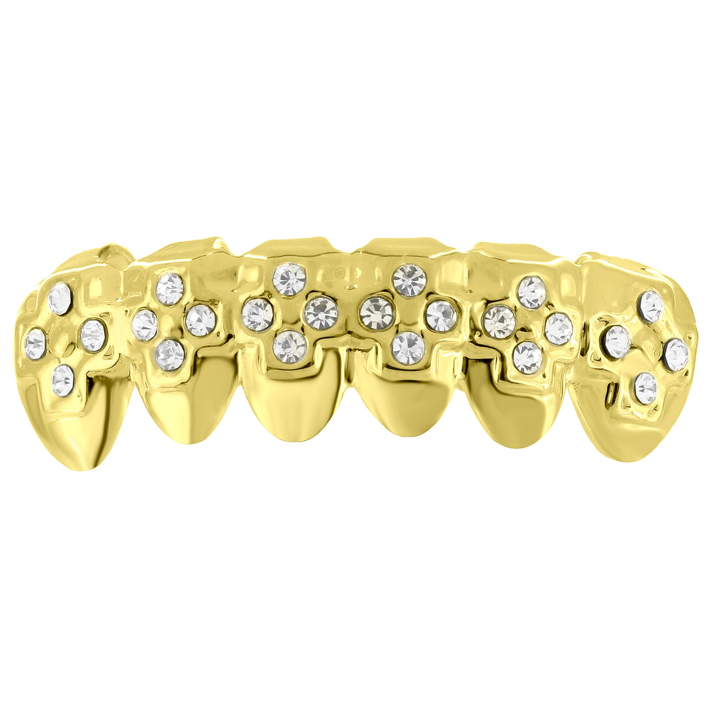 Bottom Mouth Grillz Teeth Caps Lab Diamonds Yellow Gold Finish