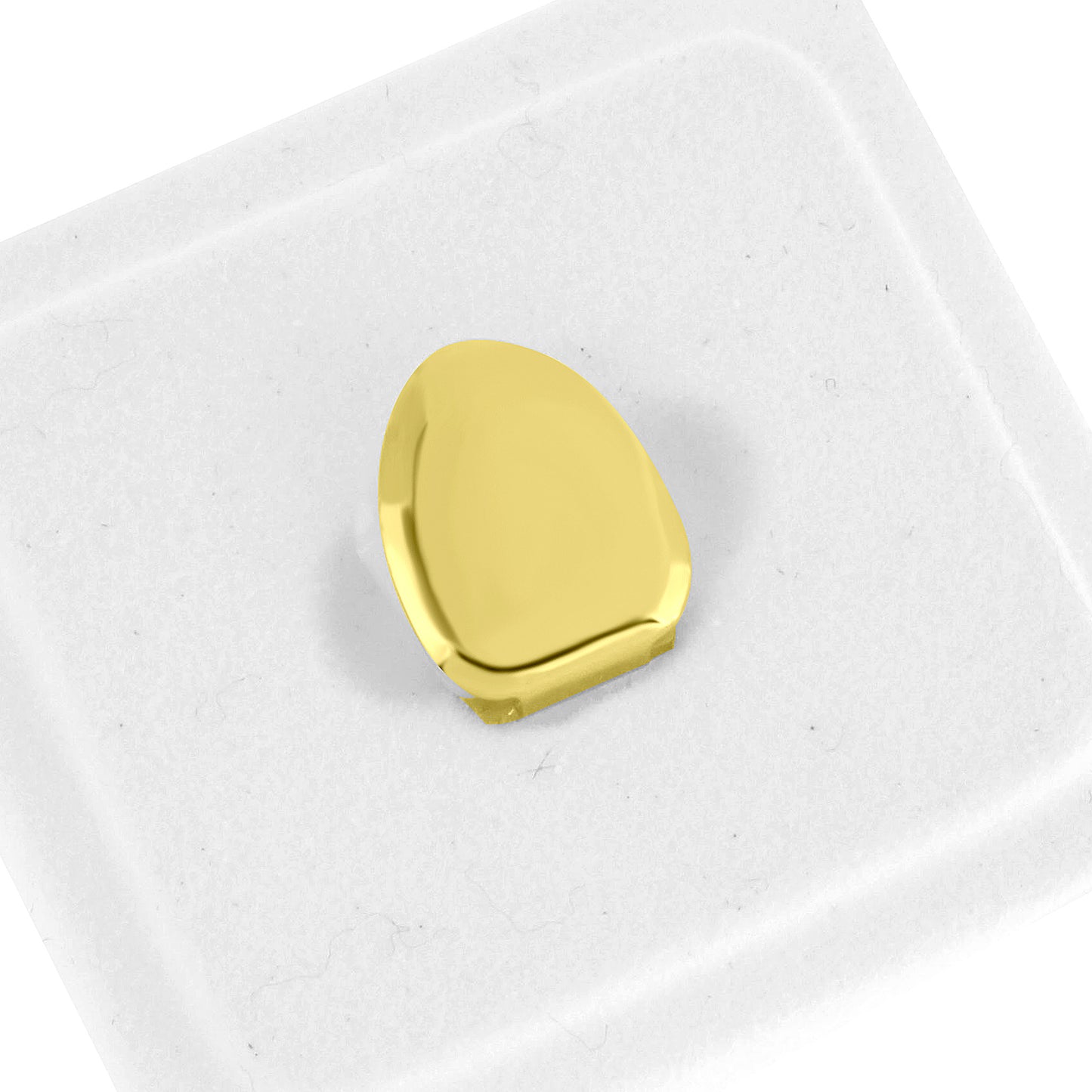 Single Tooth Cap Grillz Plian Design Solid Front Yellow Gold Finish