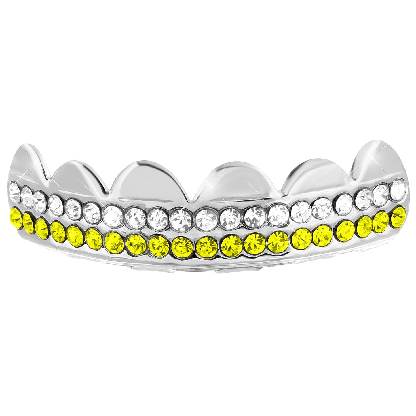 Tooth Grill Top Teeth Grillz Cap 2 Row Blue White Lab Diamonds