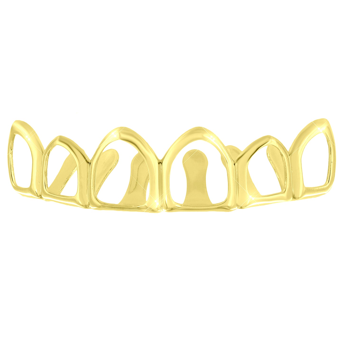 See through Top Teeth Grillz 14k Yellow Gold Finish