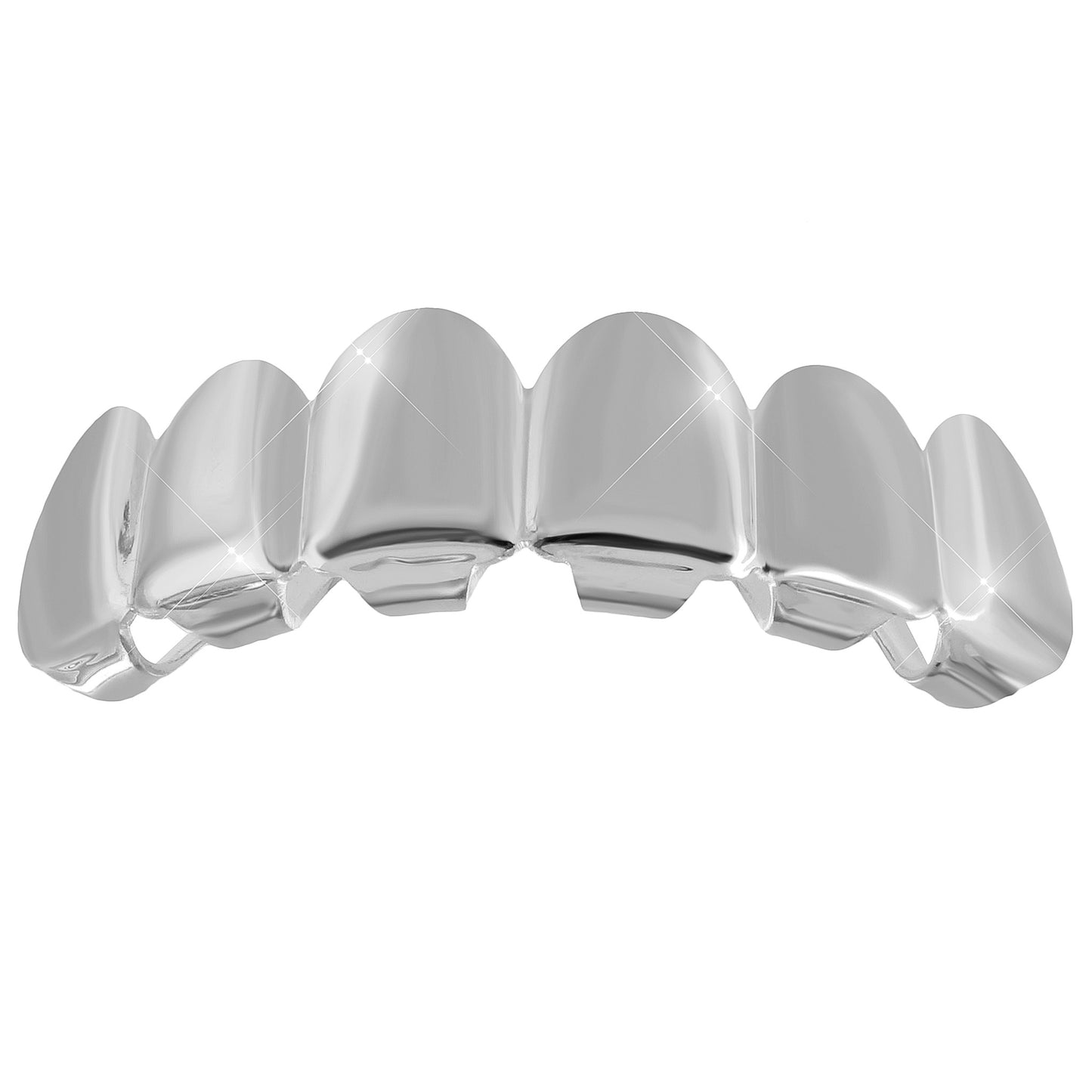 14k White Gold Finish Top Teeth Mouth Grillz Plain