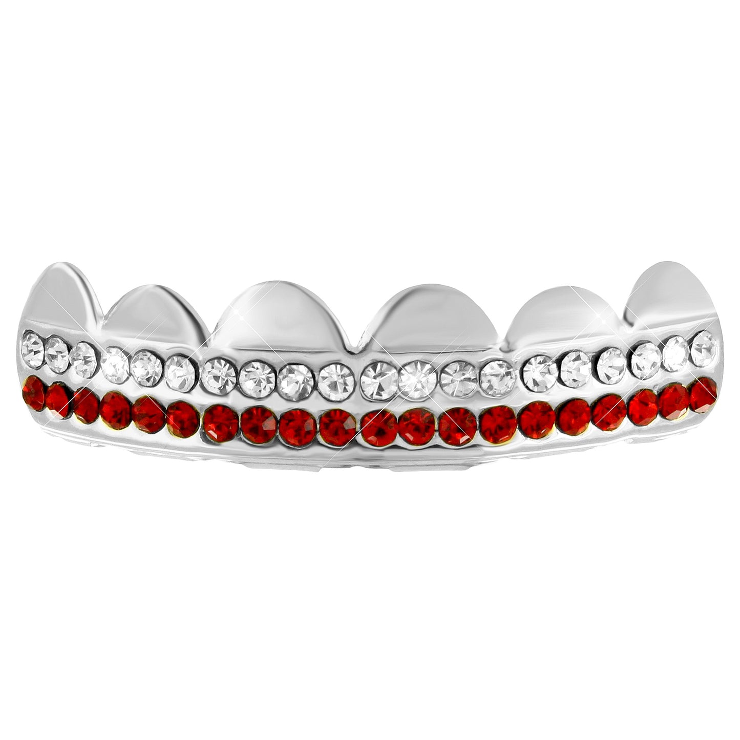 2 Row  Top Grillz 14k White Gold Finish