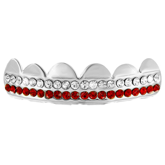 2 Row  Top Grillz 14k White Gold Finish