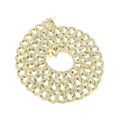 Miami Cuban Necklace Lab Diamonds 14K Yellow Gold Finish 30" Heavy 200+ GR