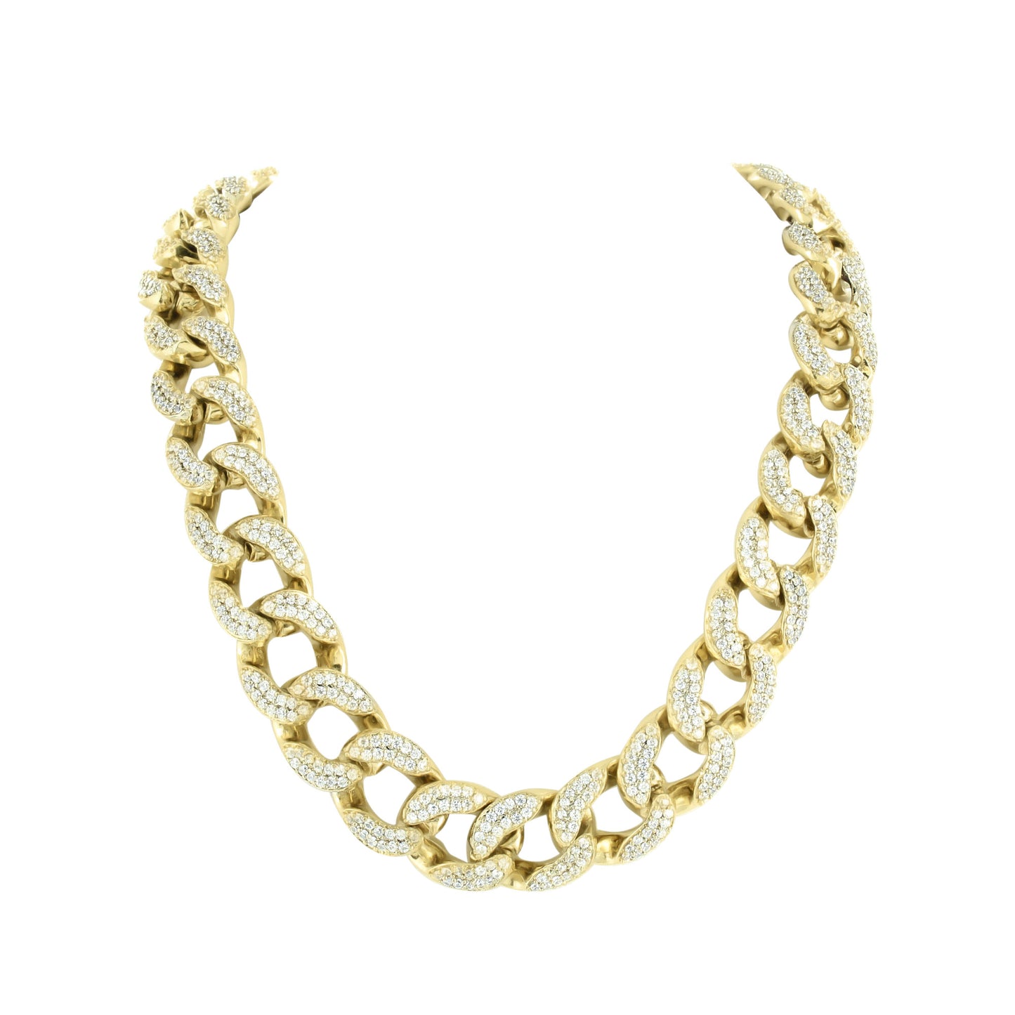 Miami Cuban Necklace Lab Diamonds 14K Yellow Gold Finish 30" Heavy 200+ GR