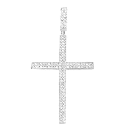 Sterling Silver 925 Lab Diamond Slim Cross Pendant
