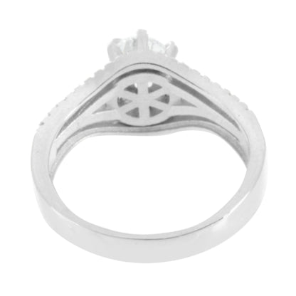 Ladies Bridal Engagement Ring Simulated Diamonds Solitaire Elegant 925 Silver