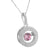 Women Round Halo Pendant Pink Simulated Diamond Charm Sterling Silver Free Chain
