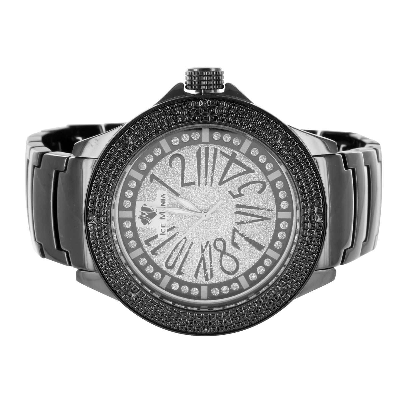 Designer Black Gold Finish White Dial Ice Mania Jojino Real Diamond Watch