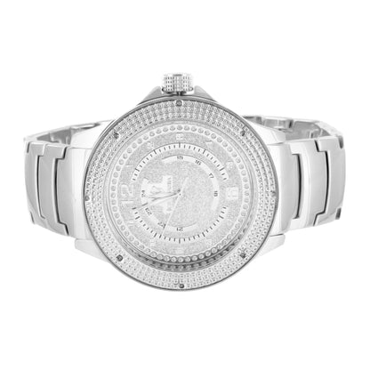 Ice Mania White Gold Finish Diamond Watch With 2 Free Extra Straps