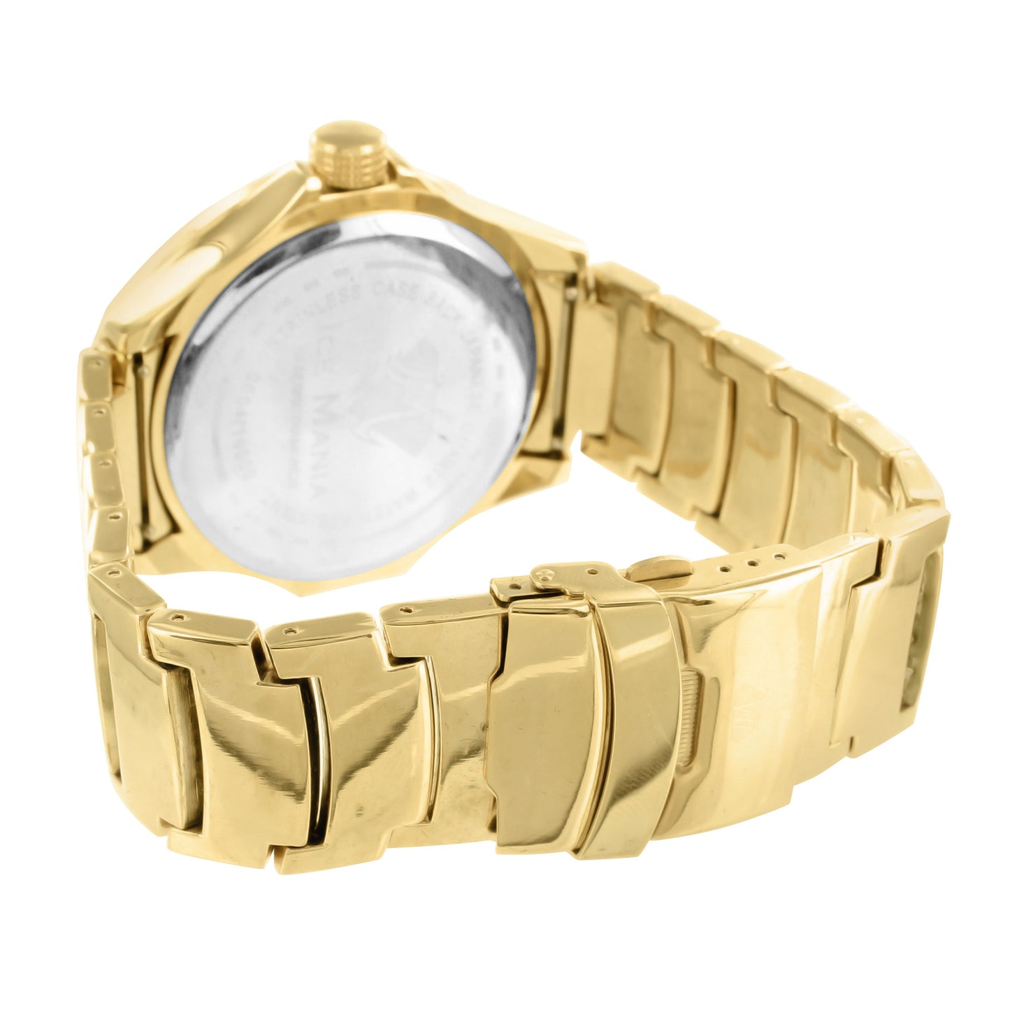 Gold Finish Numeral Hour Markers Diamond Bezel Casual Wear Ice Mania Watch
