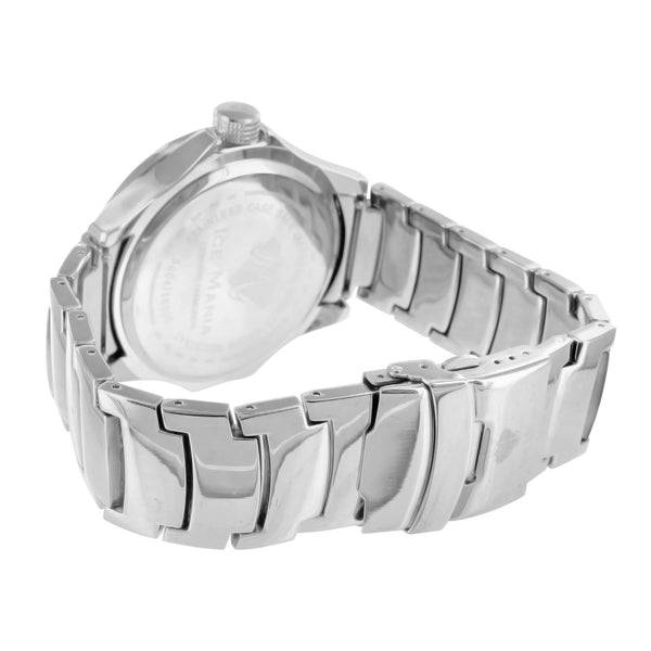 New White Gold Finish Shiny White Custom Dial Mens Ice Mania Diamond Watch