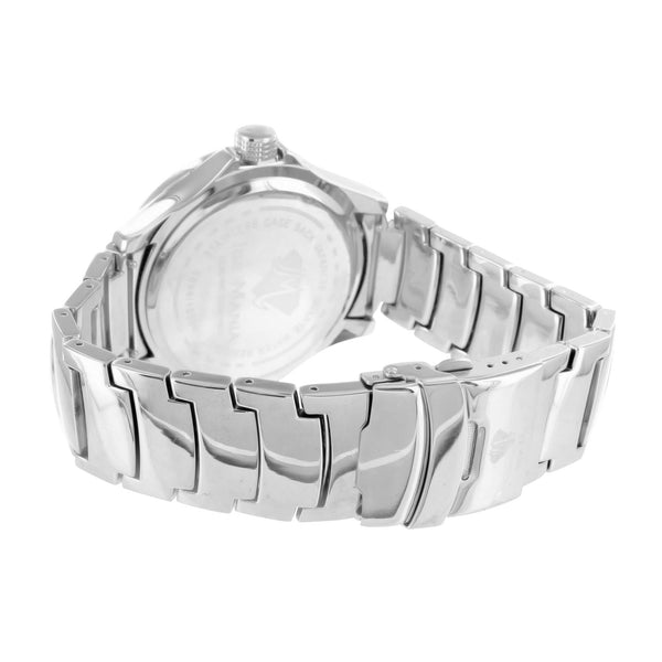 Roman Numeral 14k White Gold Finish Real Diamond Watch With Metal Band