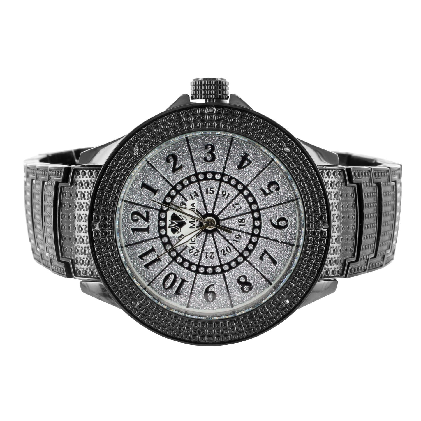 Exquisite Black Gold Finish Ice Mania Real Diamond Watch