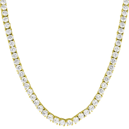 3mm One Row 18"-24" Gold Finish Rapper Tennis Necklace