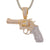 Two Tone Gold Pistol Gun Icy Custom Pendant Chain