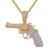 Two Tone Gold Pistol Gun Icy Custom Pendant Chain