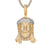Gold Tone Holy Jesus Christ Face Icy Two Tone .925 Silver Pendant