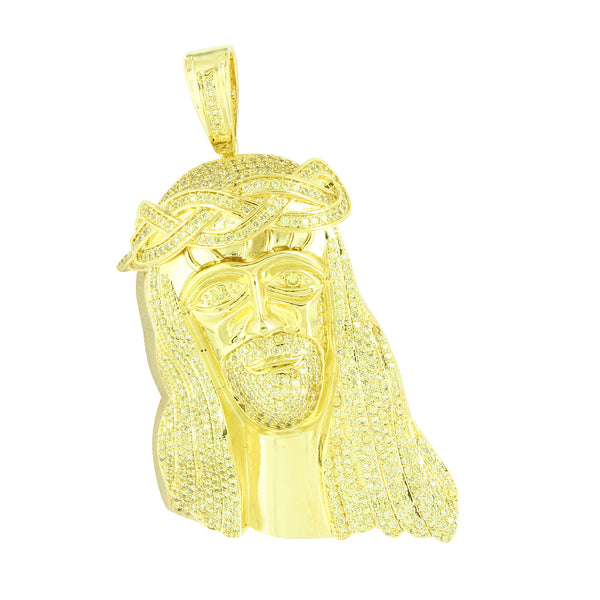 Jesus Face Pendant Charm Yellow Lab Diamonds Custom Mens R