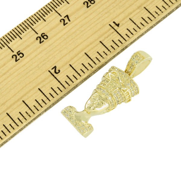 Nefertiti Pendant Moon Necklace Set Simulated Diamonds 14K Yellow Gold Finish