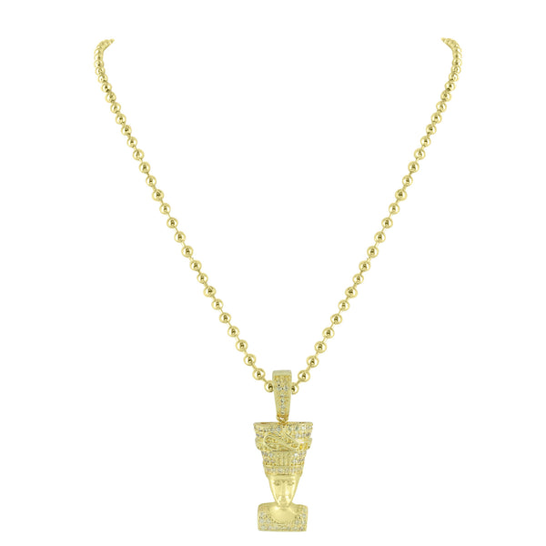 Nefertiti Pendant Moon Necklace Free 14K Yellow Gold Finish