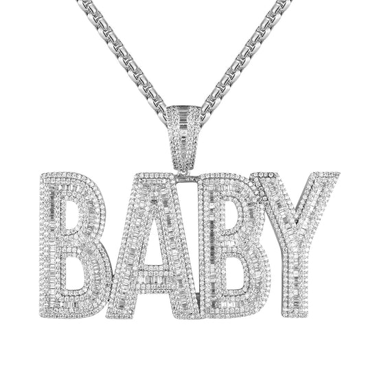 Sterling Silver Double Layer BABY Mens Street Custom Pendant