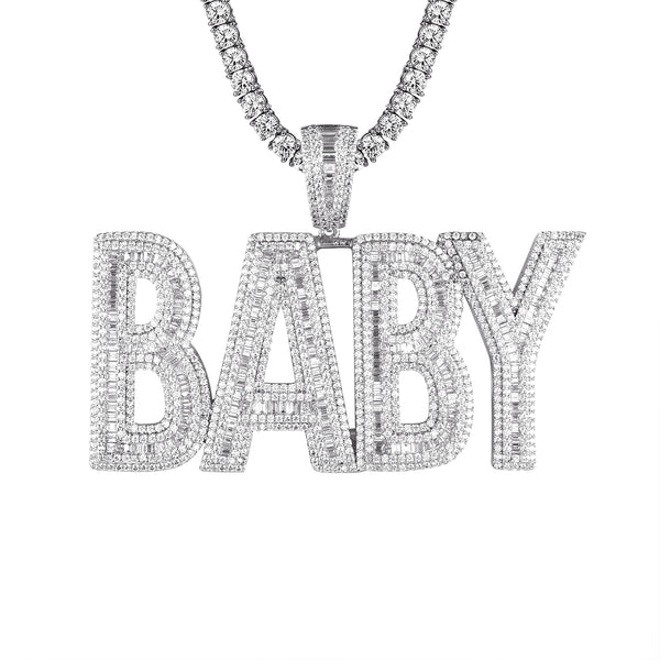 Sterling Silver Double Layer BABY Mens Street Custom Pendant