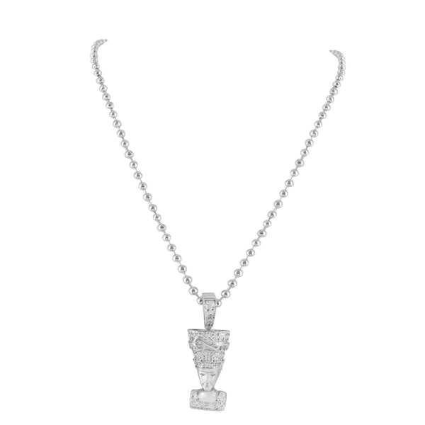 White Queen Nefertiti Pendant Free Necklace Set Simulated Diamonds Custom Classy