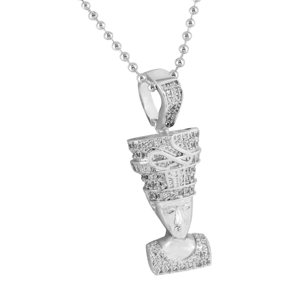 White Queen Nefertiti Pendant Free Necklace Set Simulated Diamonds Custom Classy