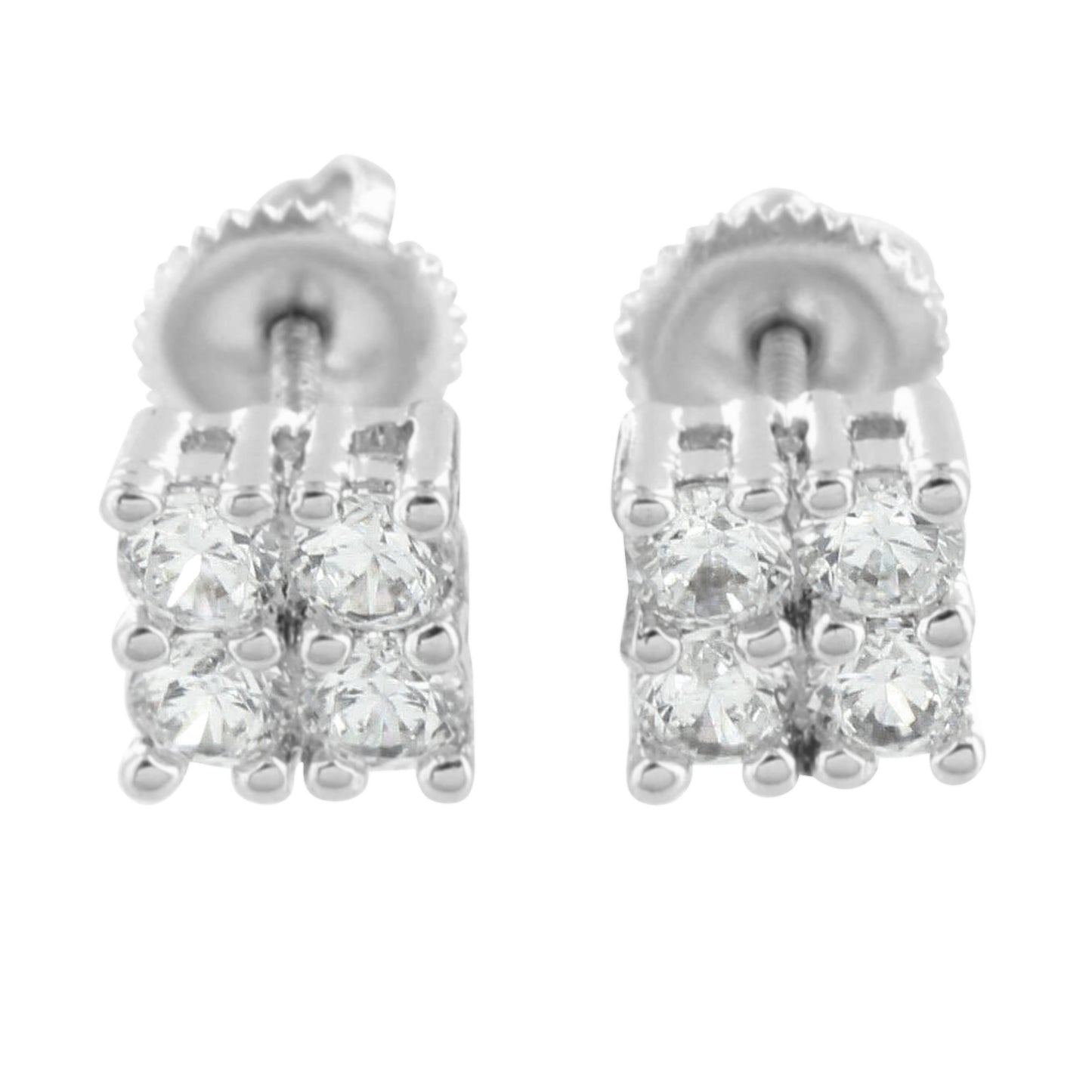 Screw Back Earrings 4 Solitaire Prong Set