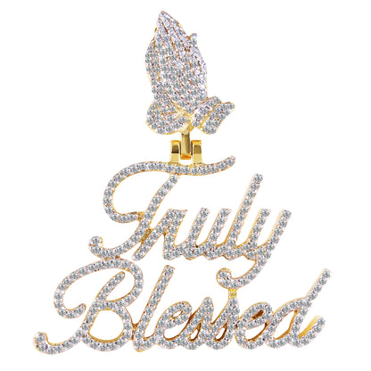 Truly Blessed 10K Gold Praying Hand Diamond Pendant Chain