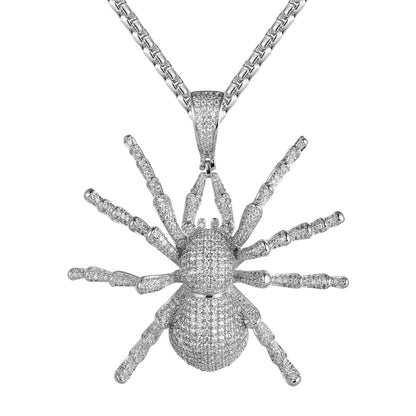 Sterling Silver Mens Spider Icy Custom Hip Hop Pendant
