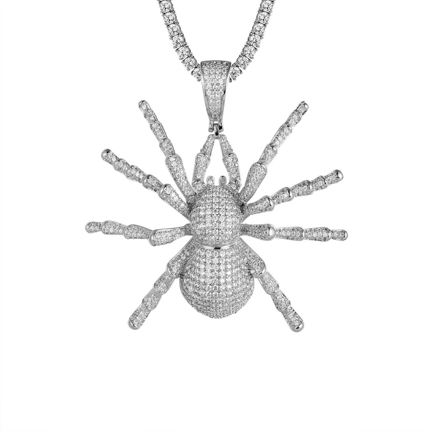 Sterling Silver Mens Spider Icy Custom Hip Hop Pendant