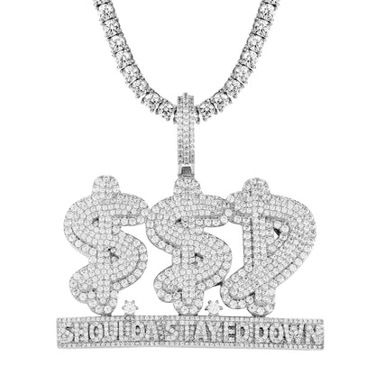 Mens Should A Stayed Down Icy Custom Hip Hop Pendant Chain