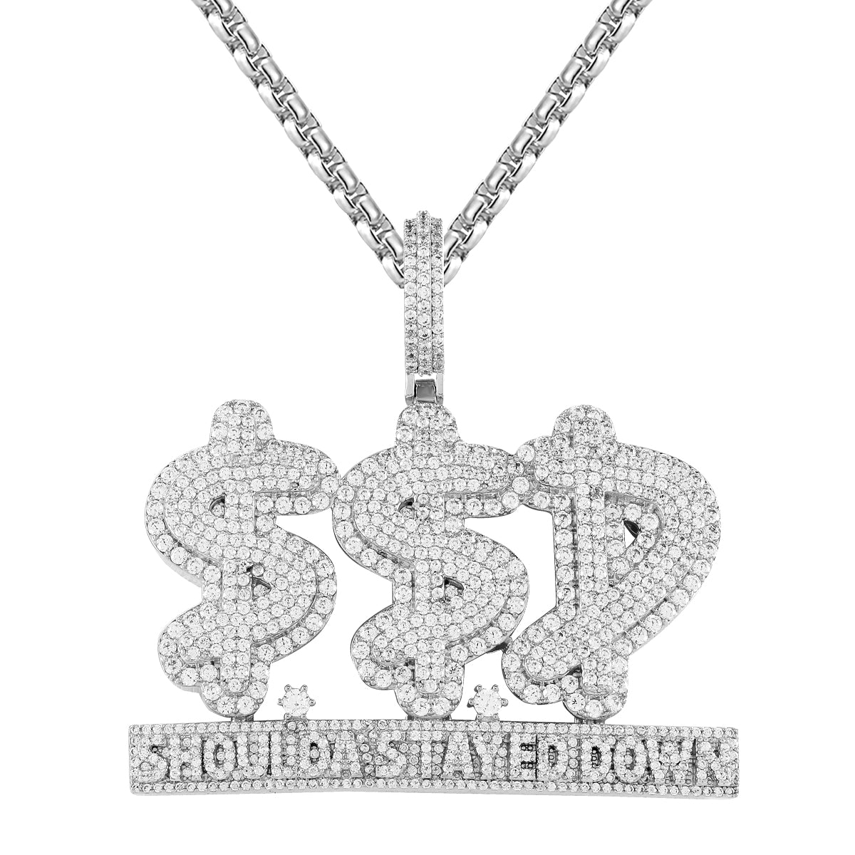 Mens Should A Stayed Down Icy Custom Hip Hop Pendant Chain