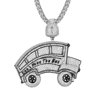 Don't Miss the Bus 3D Money Dollar Bag Icy Hip Hop Pendant White Finish