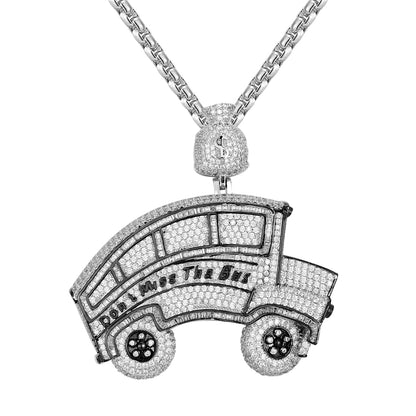 Don't Miss the Bus 3D Money Dollar Bag Icy Hip Hop Pendant White Finish