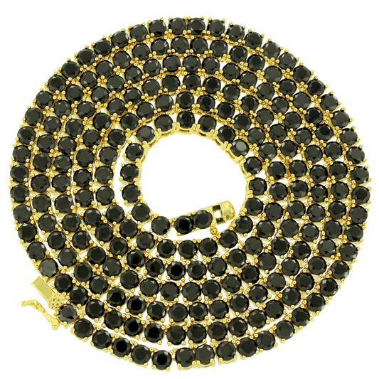 Designer 14k Gold Finish 4mm Black Lab diamonds Tennis Necklace XmasDeal