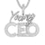 Mens Young CEO Rich Silver Baguette Icy Hip Hop Pendant