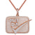 Rose Gold Tone Cut Da Check Icy Silver Micro Pave Pendant